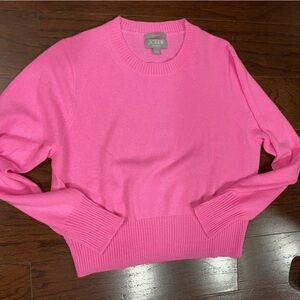 J. CREW Pink Cashmere Crewneck Cropped Pullover Sweater Women’s L